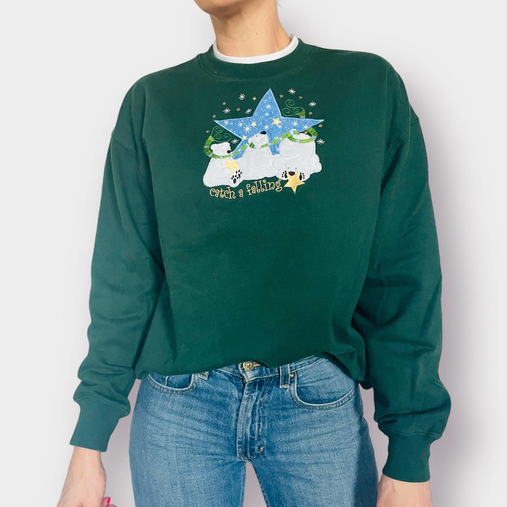90s‎ Green Polar Bear Holiday Crewneck